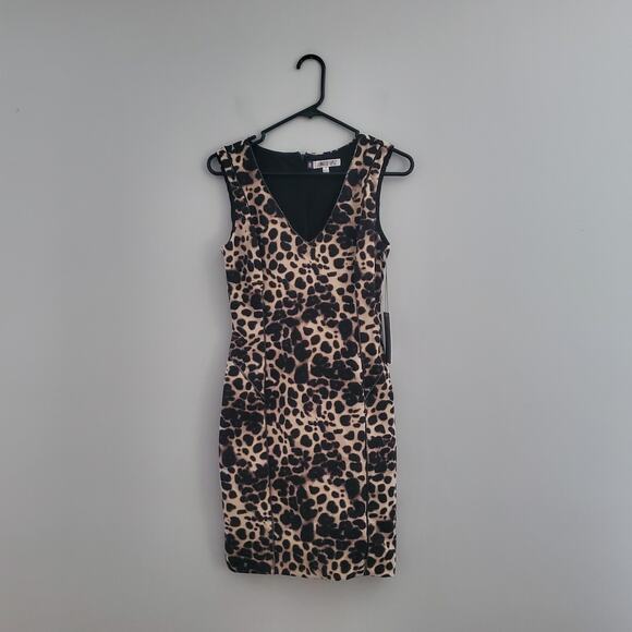 Jennifer Lopez Leopard Print Sleeveless Sheath Dress 2 - Picture 1 of 9